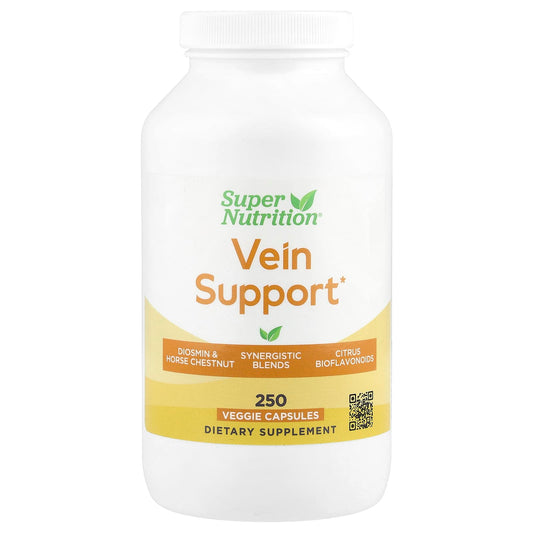 Vein Support Formula with Diosmin, Butcher's Broom & More - 250 Veggie Capsules - Image 1