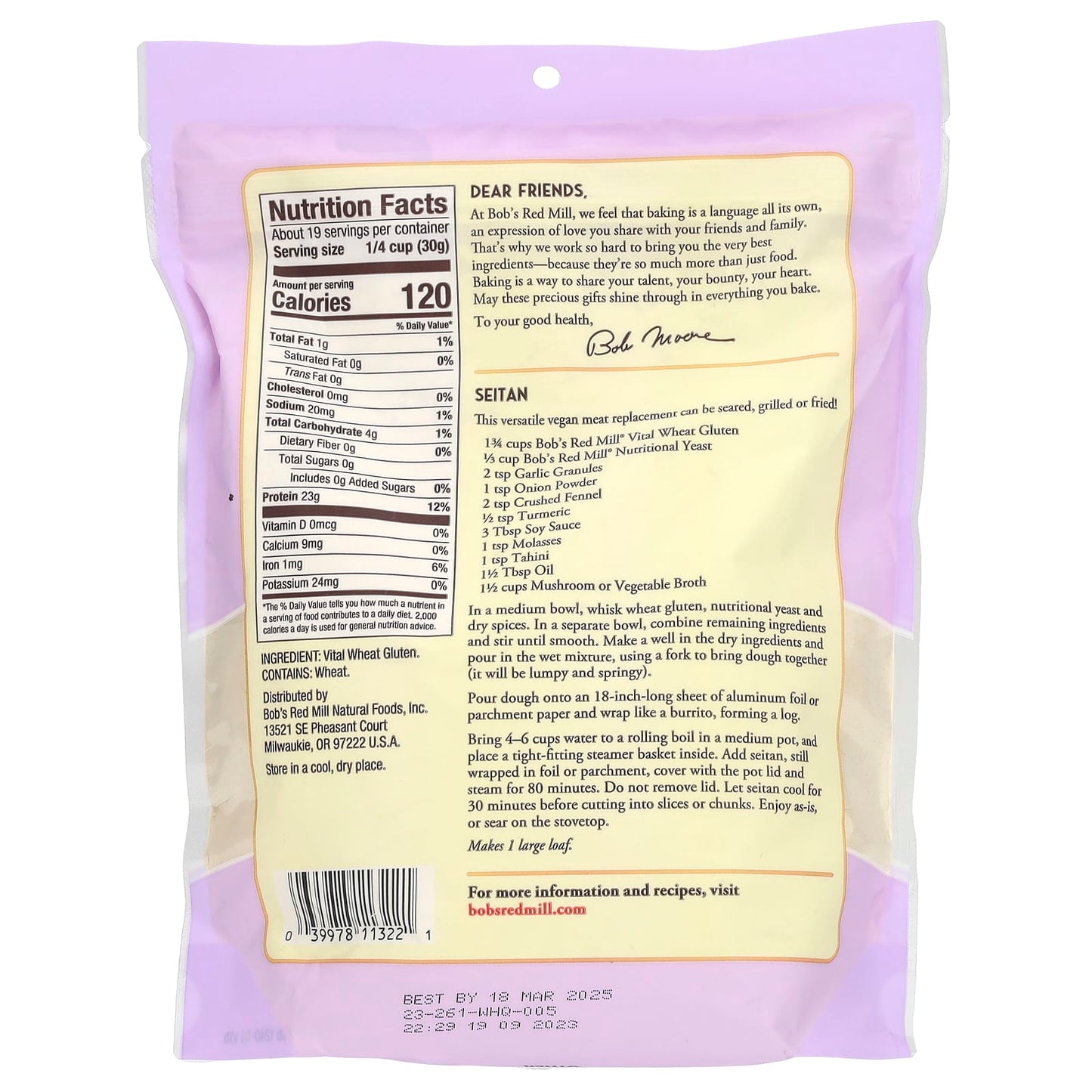Bob's Red Mill Vital Wheat Gluten Flour, 20 oz - Perfect for Seitan & Vegan Baking - Image 2