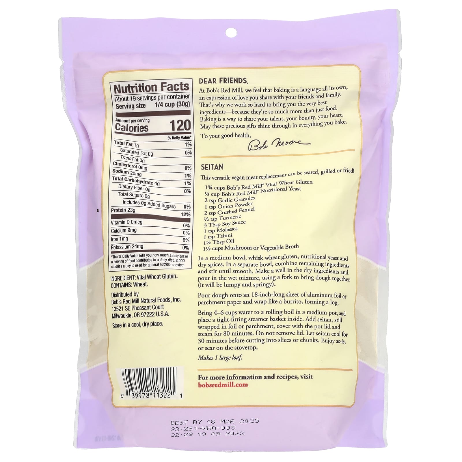 Bob's Red Mill Vital Wheat Gluten Flour, 20 oz - Perfect for Seitan & Vegan Baking - Image 2