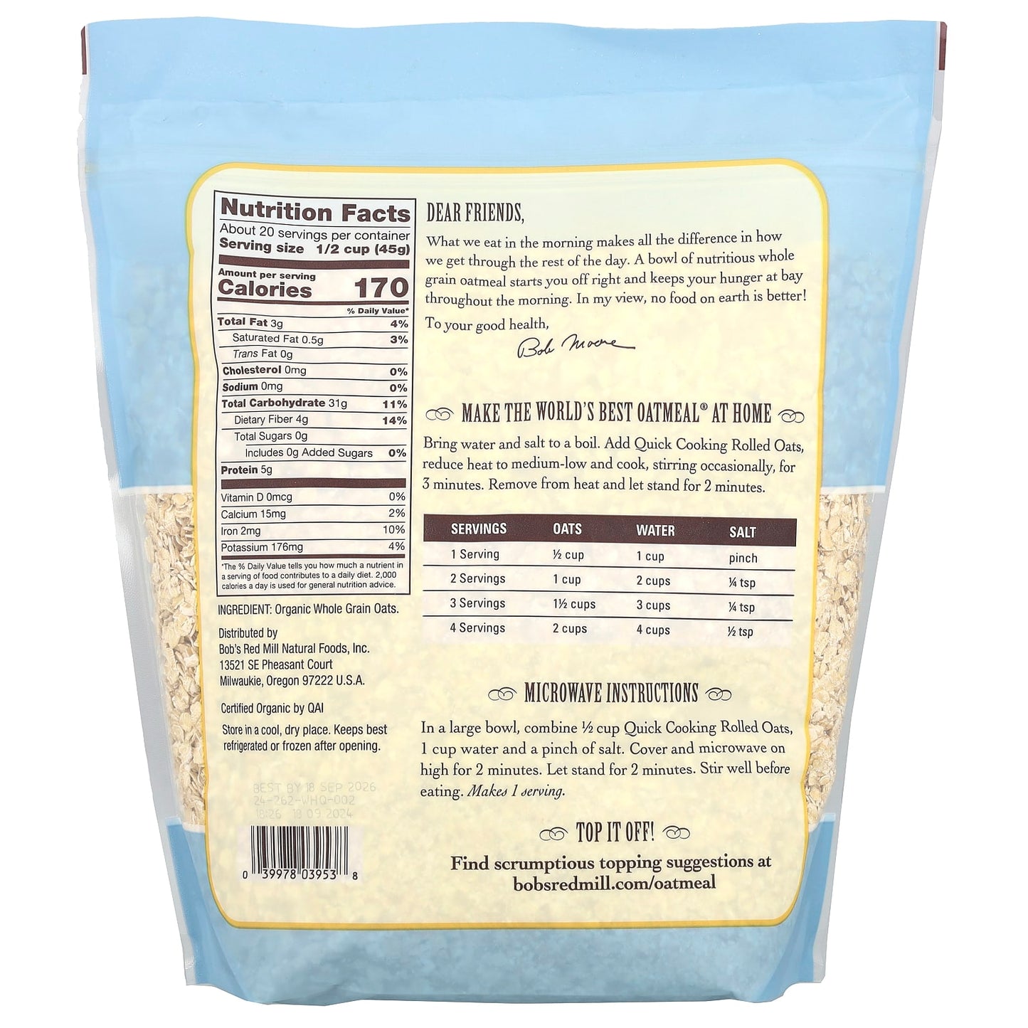 Organic Quick Cooking Rolled Oats | 100% Whole Grain | Bob's Red Mill - Image 2