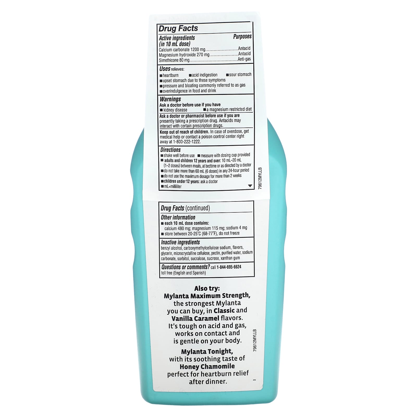 Mylanta, Coat & Cool Antacid + Anti-Gas, Chocolate Mint, 12 fl oz (355 ml) - Image 2