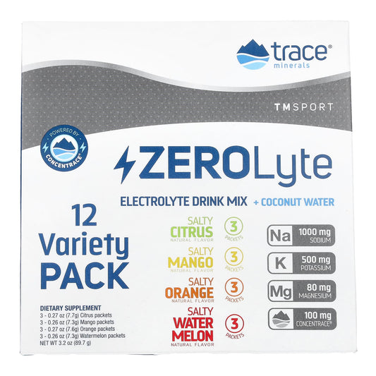 Trace, TM Sport, ZEROLyte, Electrolyte Drink Mix + Coconut Water, Variety Pack, 12 Packets, 3.2 oz (87.9 g) - Image 1
