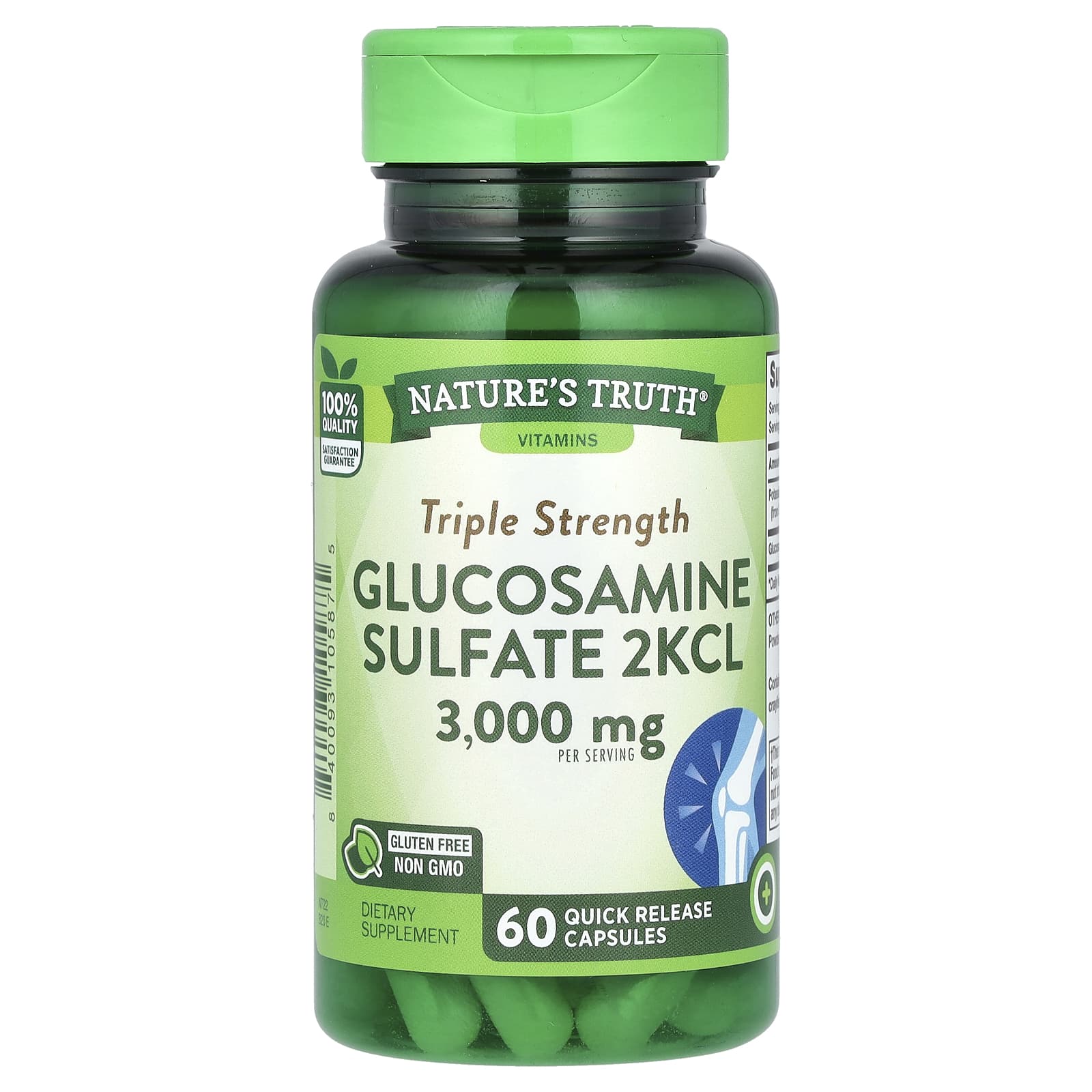 Nature's Truth, Triple Strength Glucosamine Sulfate 2KCL, 60 Quick Release Capsules (1,000 mg per Capsule) - Image 1