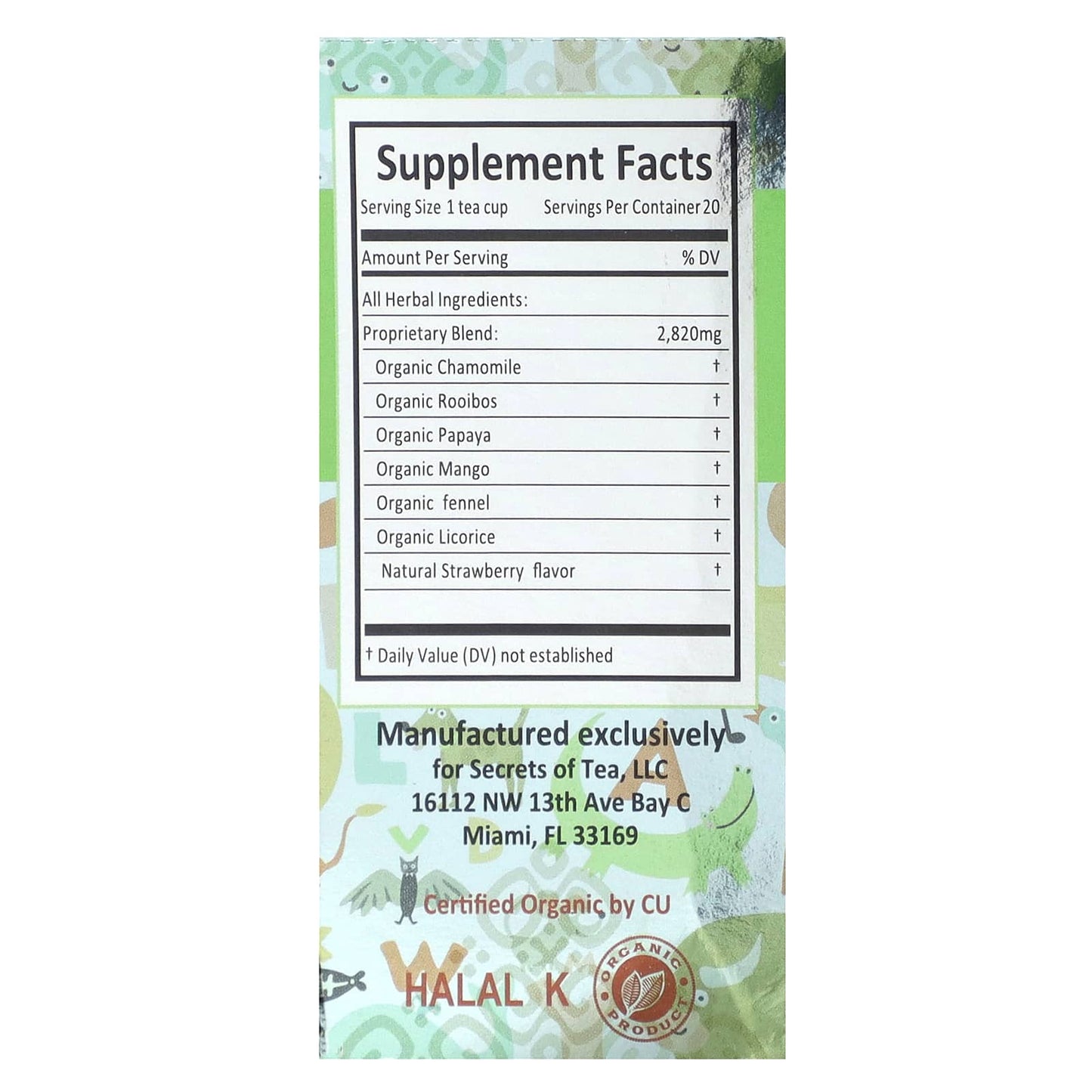 Secrets of Tea, Kids Magic Tea, Caffeine Free, Fruits, 20 Unbleached Tea Bags, 1.4 oz (40 g)