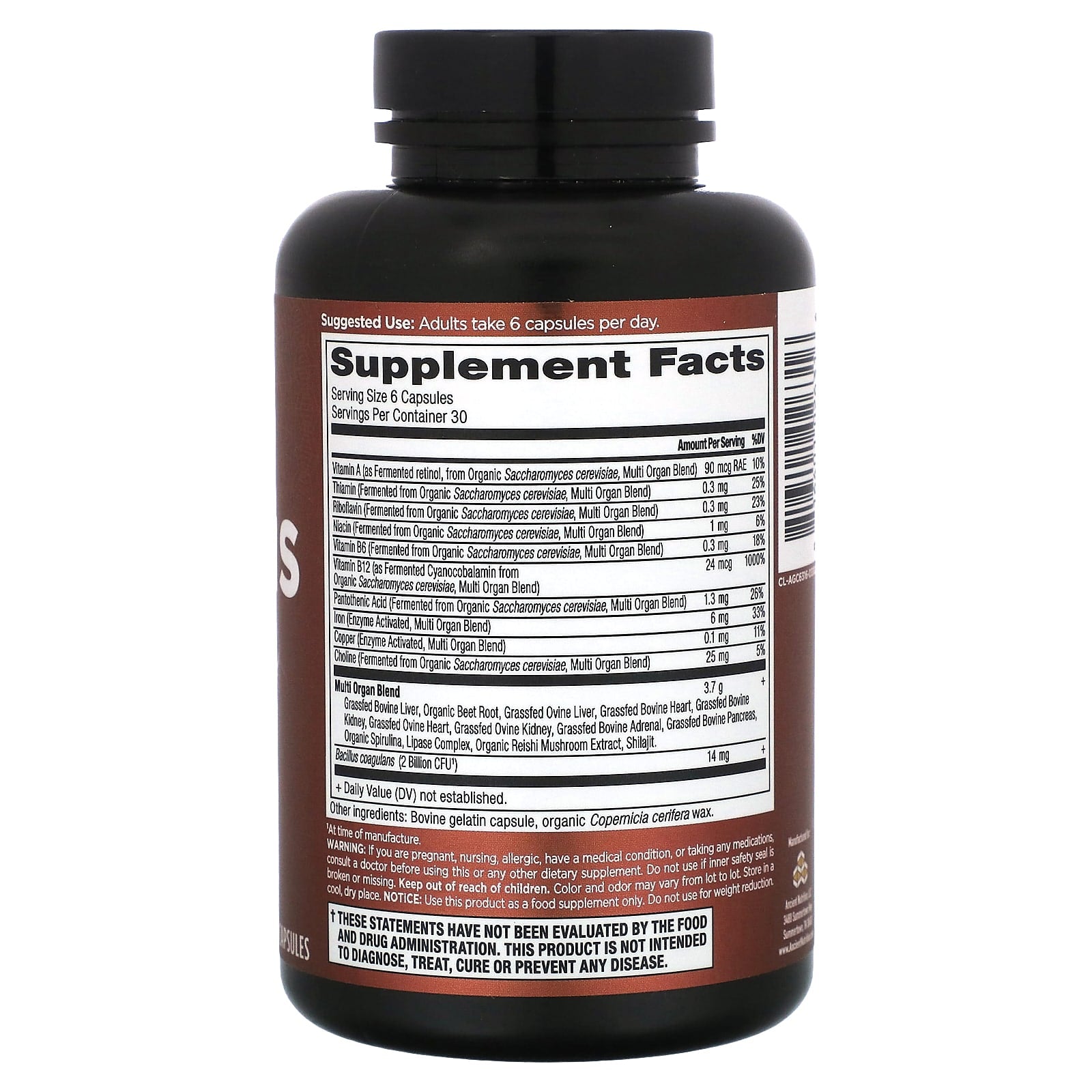 Transform Your Health with Ancient Nutrition Organs Blend - 180 Capsules - Image 2