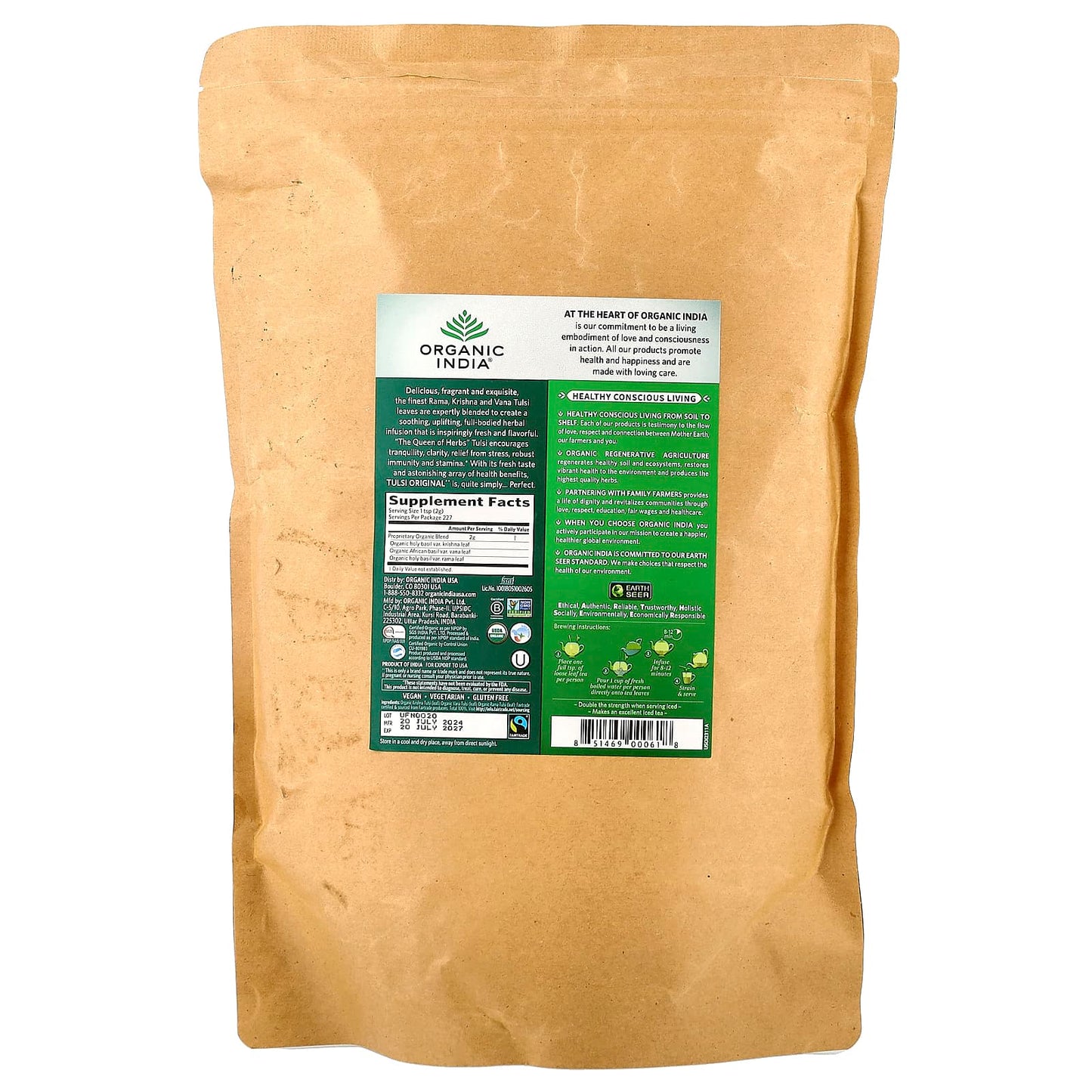 Organic India, Tulsi Loose Leaf Tea, Original, Caffeine-Free, 16 oz (454 g) - Image 2