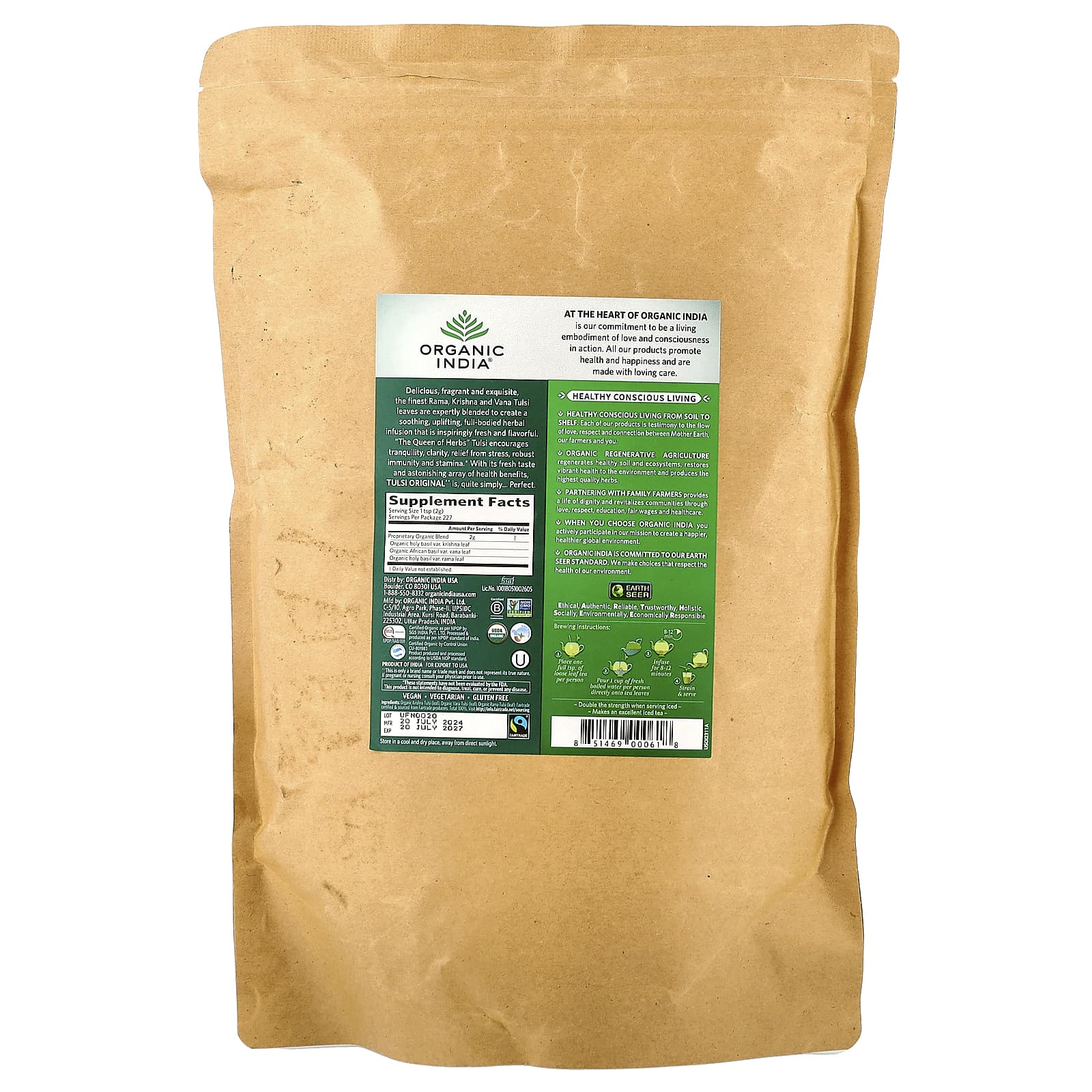 Organic India, Tulsi Loose Leaf Tea, Original, Caffeine-Free, 16 oz (454 g) - Image 2