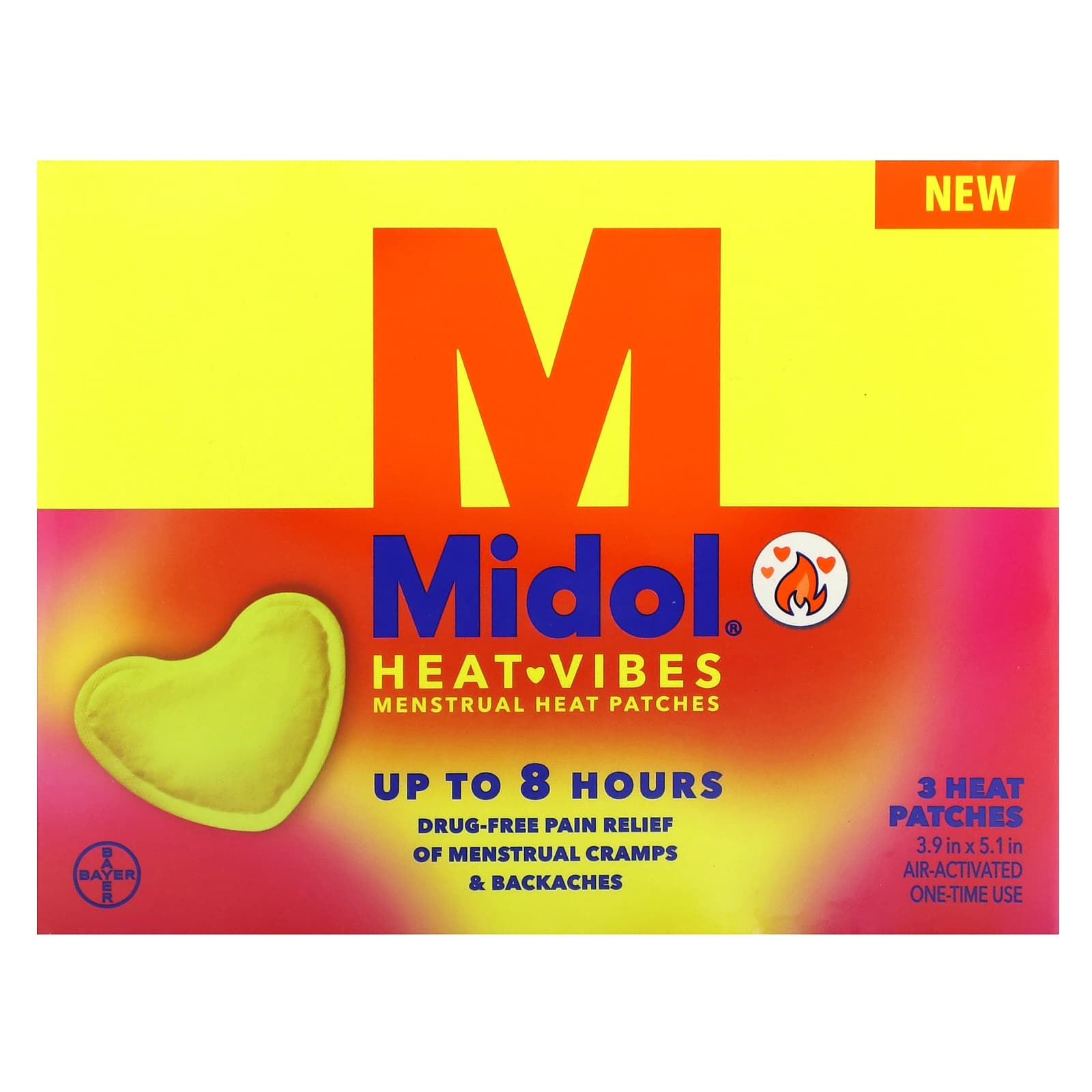 Midol, Heat Vibes, Menstrual Heat Patches, 3 Heat Patches - Image 1