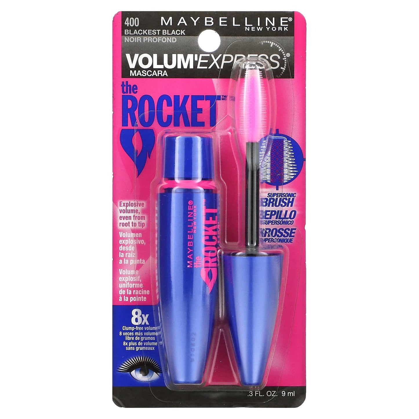 Maybelline, Volum' Express, The Rocket Mascara, 400 Blackest Black, 0.3 fl oz (9 ml) - Image 2