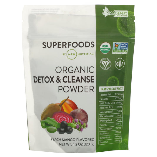 MRM Nutrition, Organic Detox & Cleanse Powder, Peach Mango, 4.2 oz (120 g) - Image 1