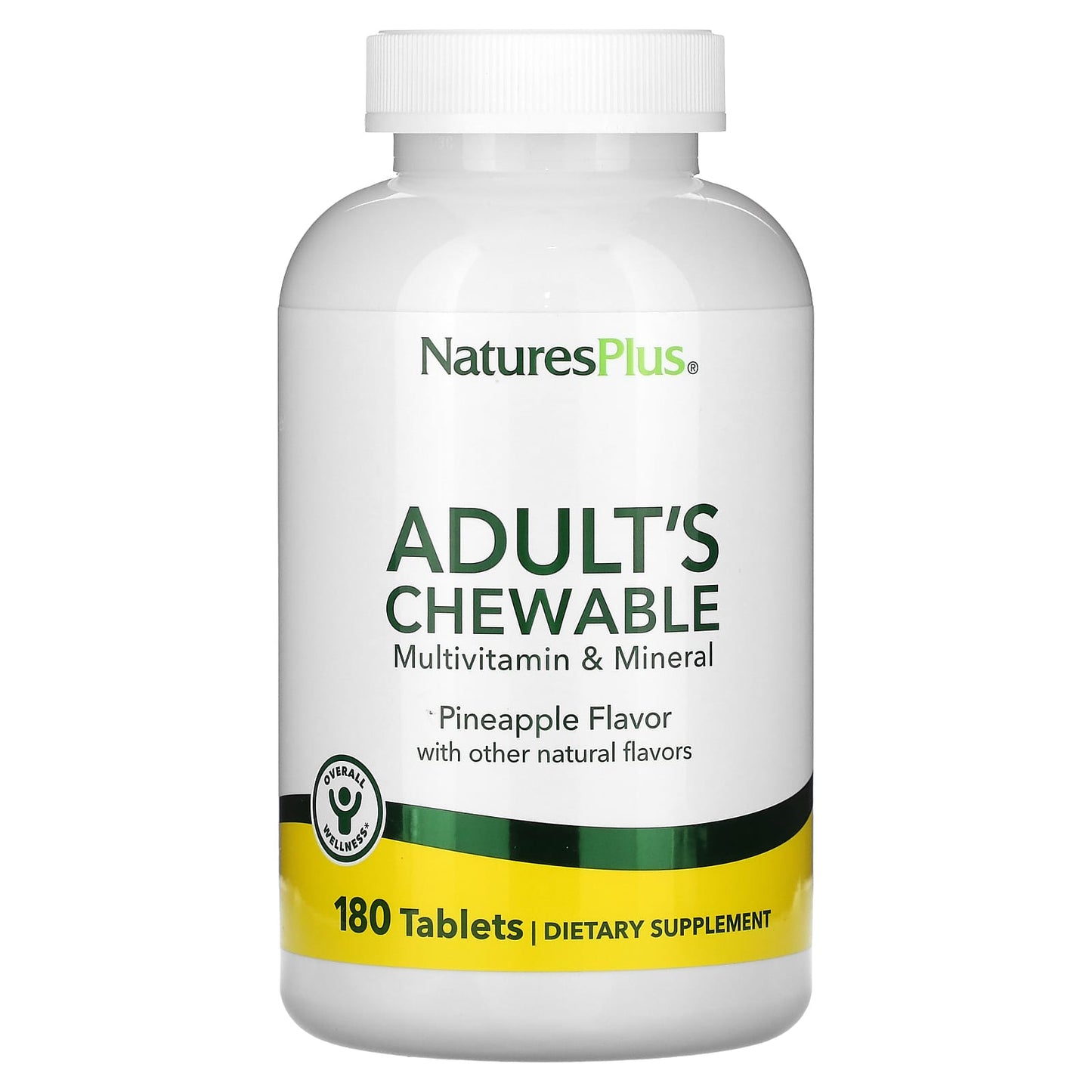 NaturesPlus, Adult's Chewable Multivitamin & Mineral, Pineapple, 180 Tablets - Image 1