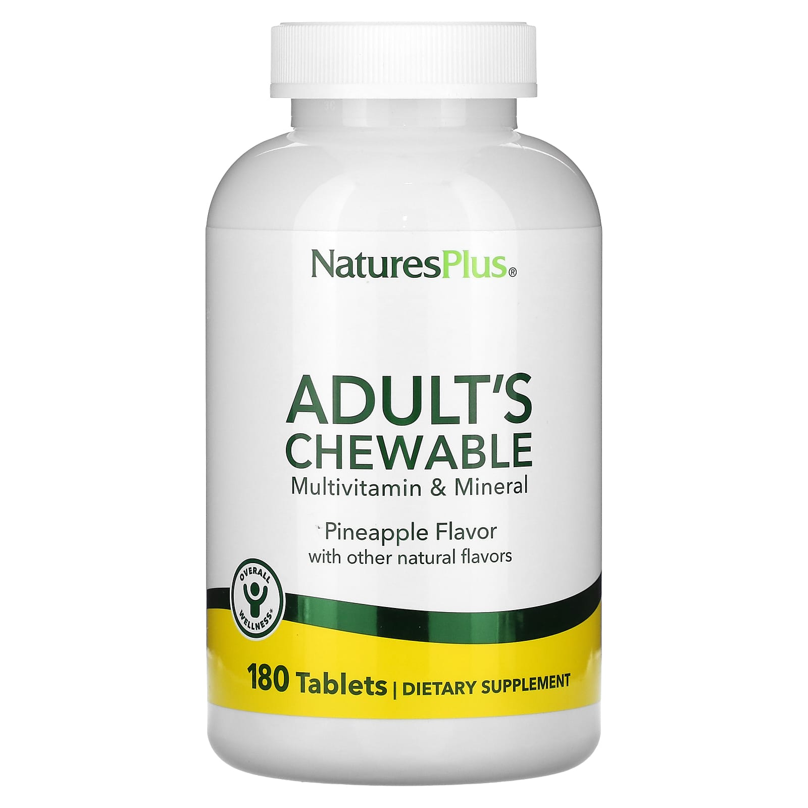 NaturesPlus, Adult's Chewable Multivitamin & Mineral, Pineapple, 180 Tablets - Image 1