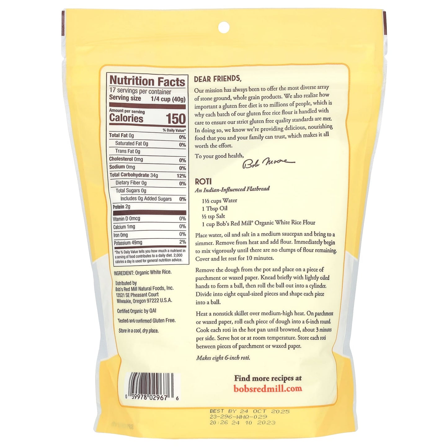 Bob's Red Mill Organic White Rice Flour, Gluten Free, 24 oz - Image 2