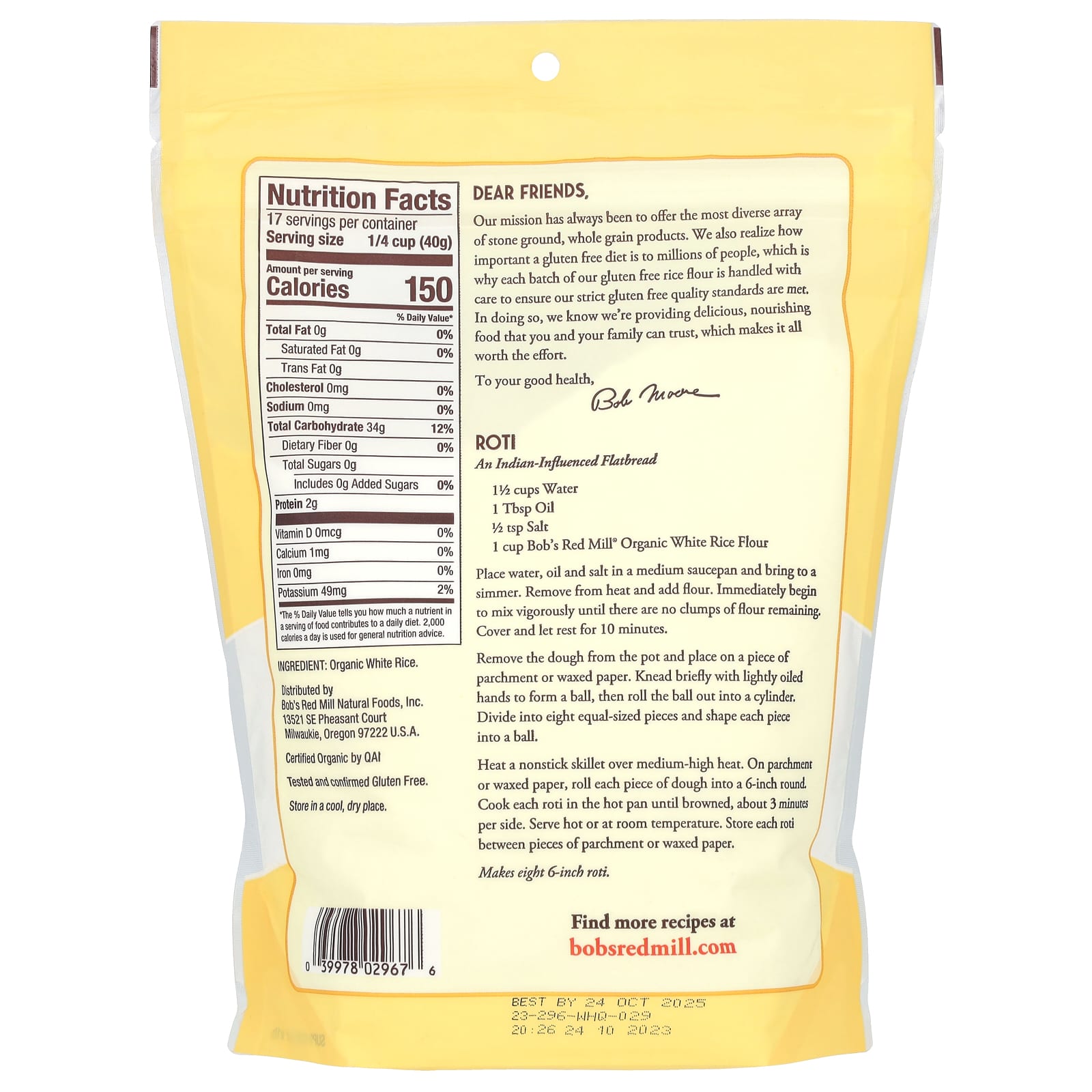 Bob's Red Mill Organic White Rice Flour, Gluten Free, 24 oz - Image 2