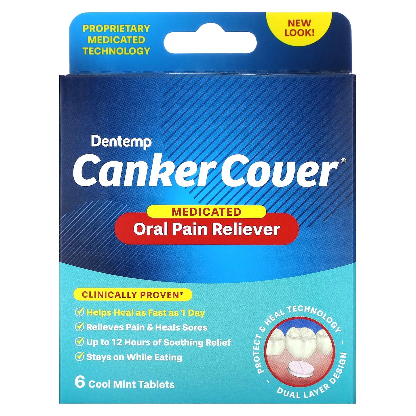 Dentemp Canker Sore Reliever, Fast Pain & Healing, 6 Cool Mint Tablets - Image 1