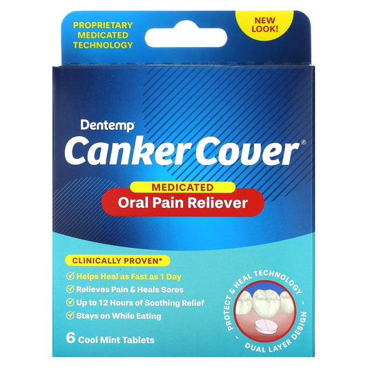 Dentemp Canker Sore Reliever, Fast Pain & Healing, 6 Cool Mint Tablets - Image 1