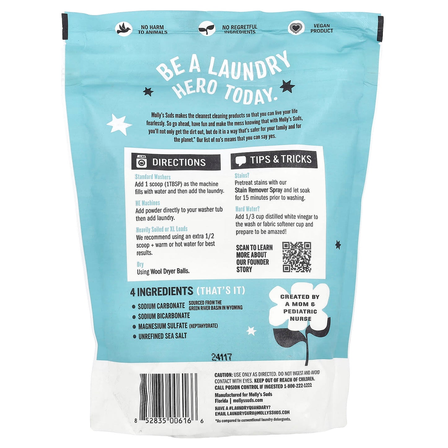 Molly's Suds, Laundry Powder, Unscented, 47 oz (1.3 kg) - Image 2