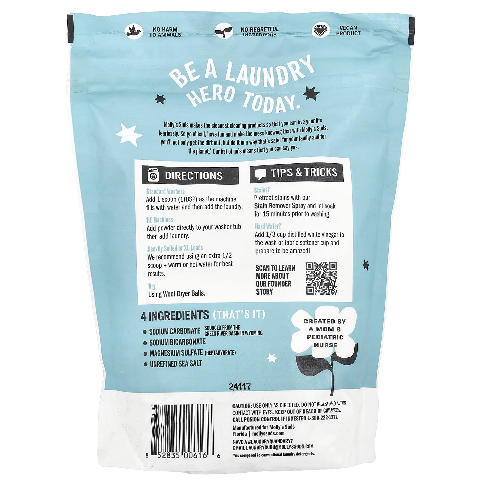 Molly's Suds, Laundry Powder, Unscented, 47 oz (1.3 kg) - Image 2