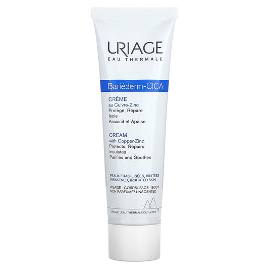 Uriage, Bariederm-Cica Cream with Copper-Zinc, Unscented, 3.4 fl oz (100 ml) - Image 1