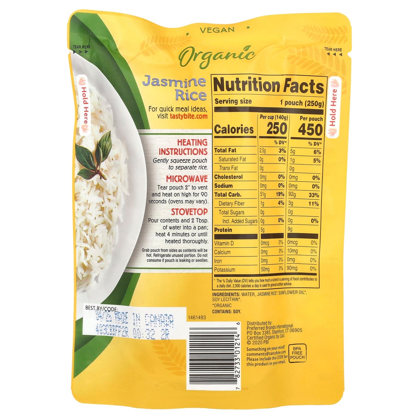 Tasty Bite, Organic Jasmine Rice, 8.8 oz (250 g) - Image 2