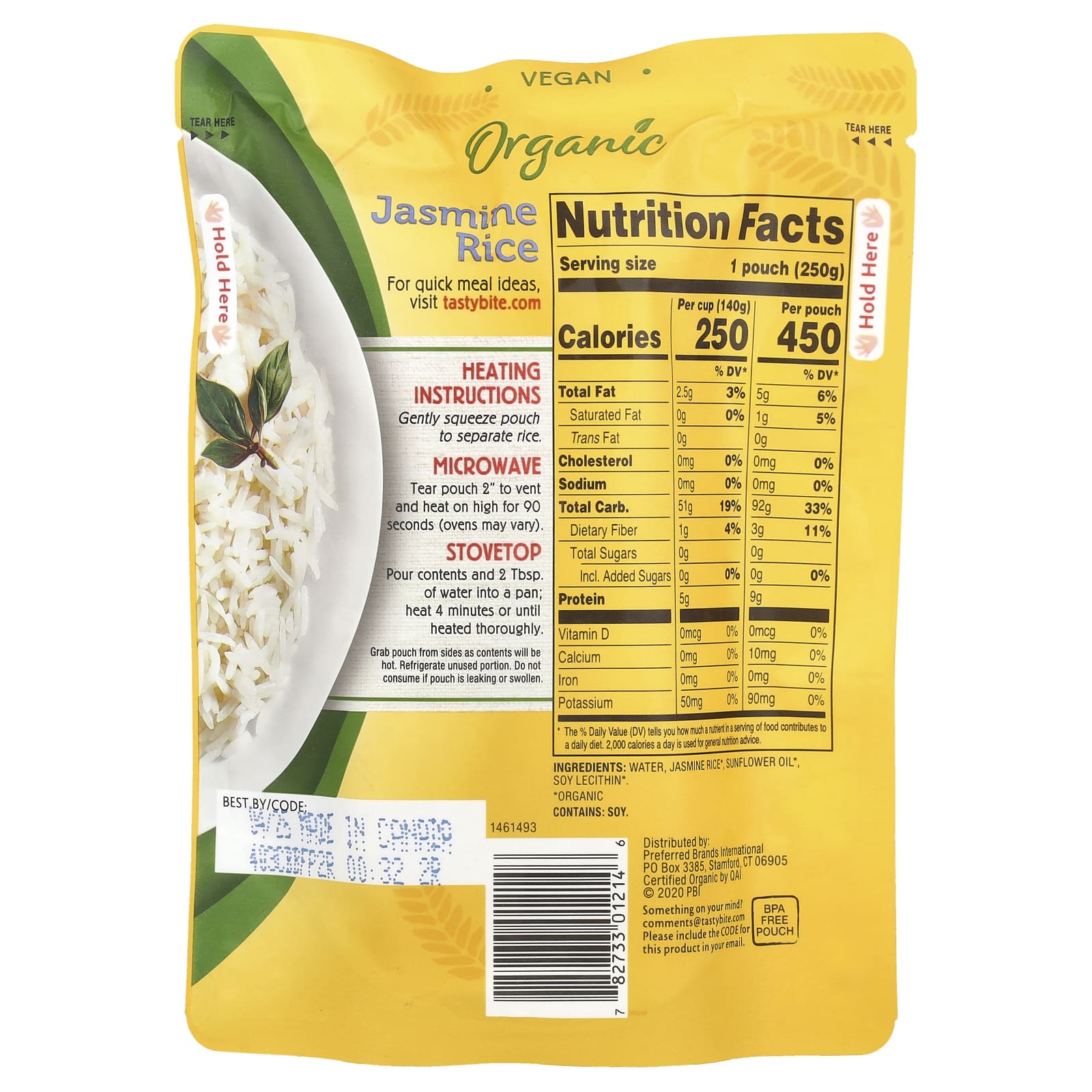 Tasty Bite, Organic Jasmine Rice, 8.8 oz (250 g) - Image 2