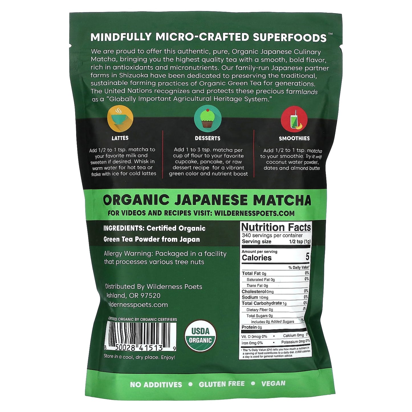 Wilderness Poets, Organic Matcha Green Tea Powder, 12 oz (340 g) - Image 2