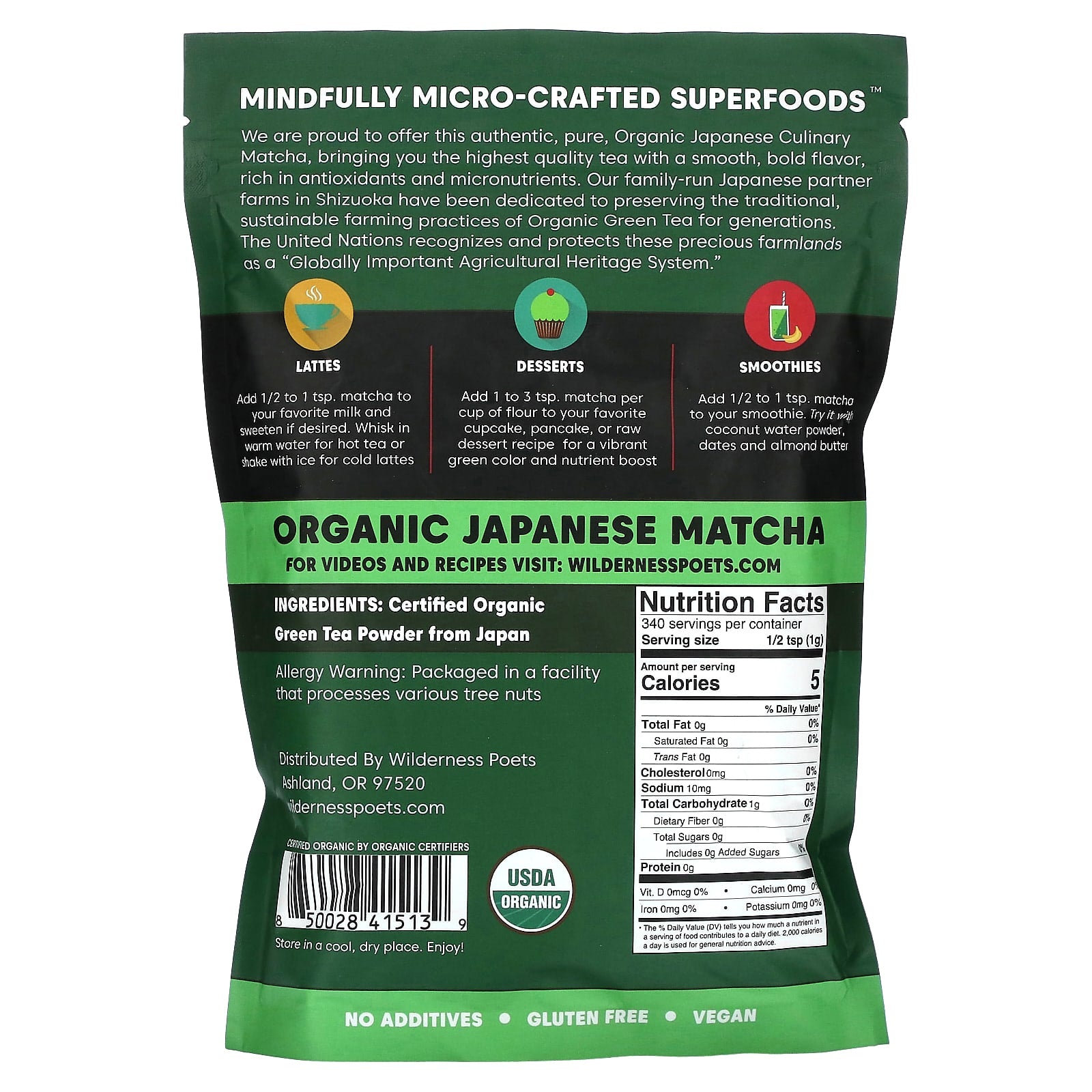 Wilderness Poets, Organic Matcha Green Tea Powder, 12 oz (340 g) - Image 2