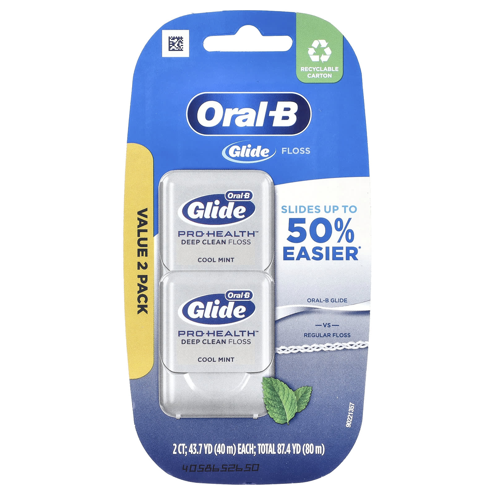 Oral-B, Glide, Pro-Health™, Deep Clean Floss, Cool Mint, 2 Pack, 43.7 yd (40 m) Each - Image 1