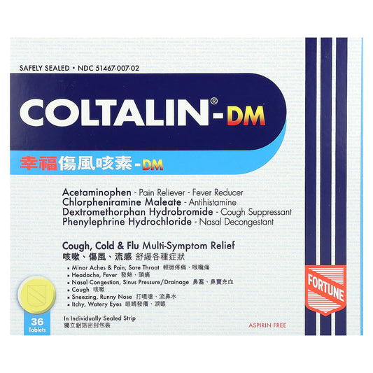 Coltalin-DM Multi-Symptom Relief by Fortune Pharm, 36 Tablets - Image 1