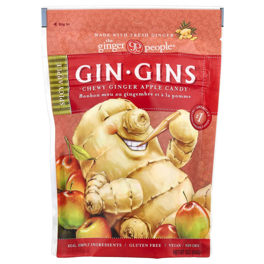 The Ginger People, Gin Gins®, Chewy Ginger Apple Candy, Spicy Apple, 3 oz (84 g) - Image 1