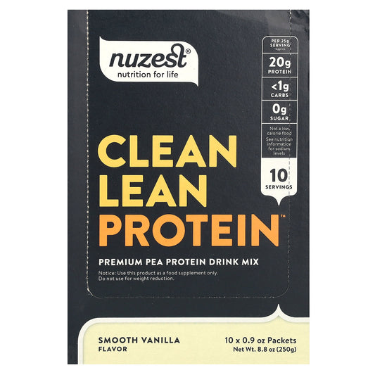 Nuzest, Clean Lean Protein, Smooth Vanilla, 10 Packets, 0.9 oz (25 g) Each - Image 1