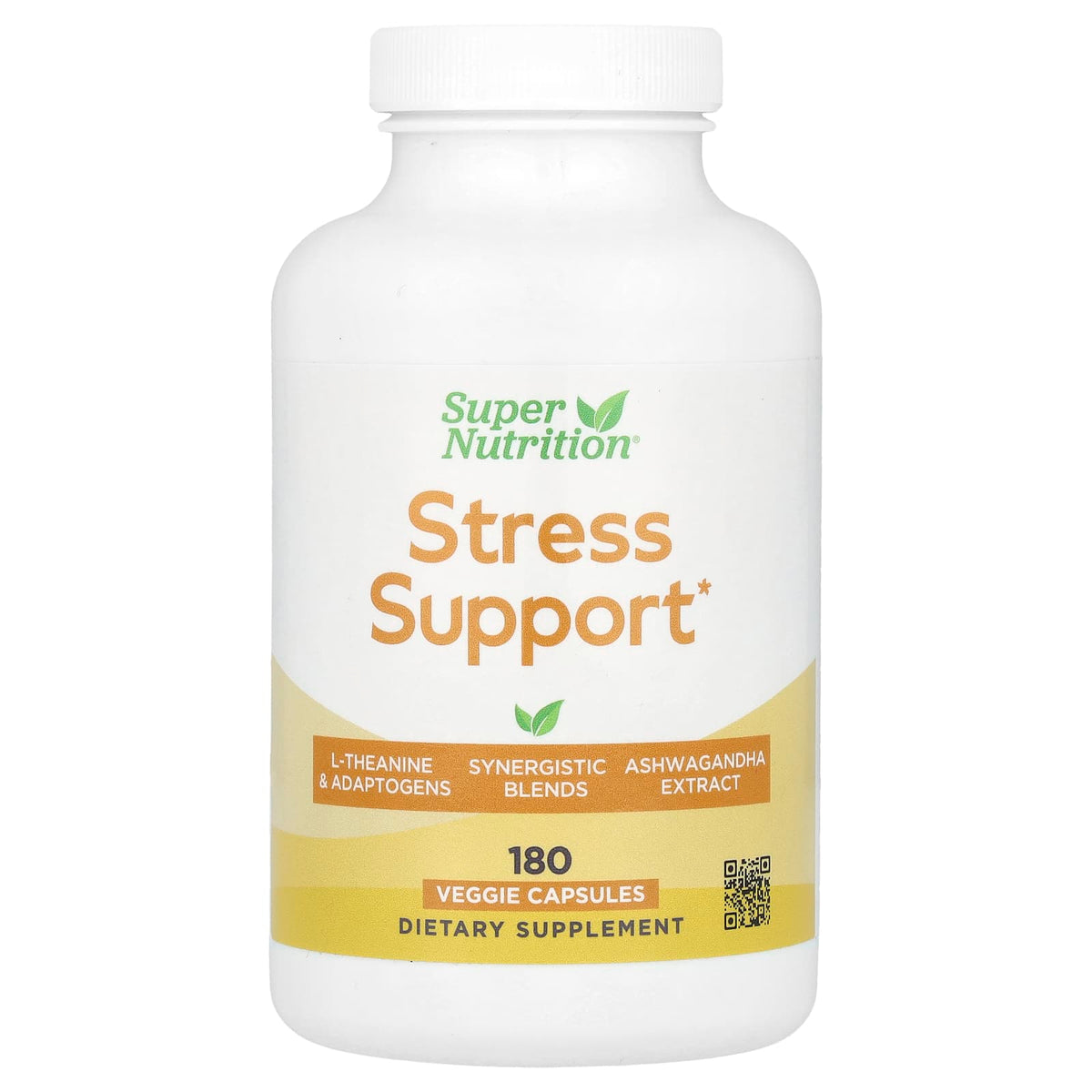 Stress Support Supplement with L-Theanine & Ashwagandha, 180 Veggie Capsules - Image 1