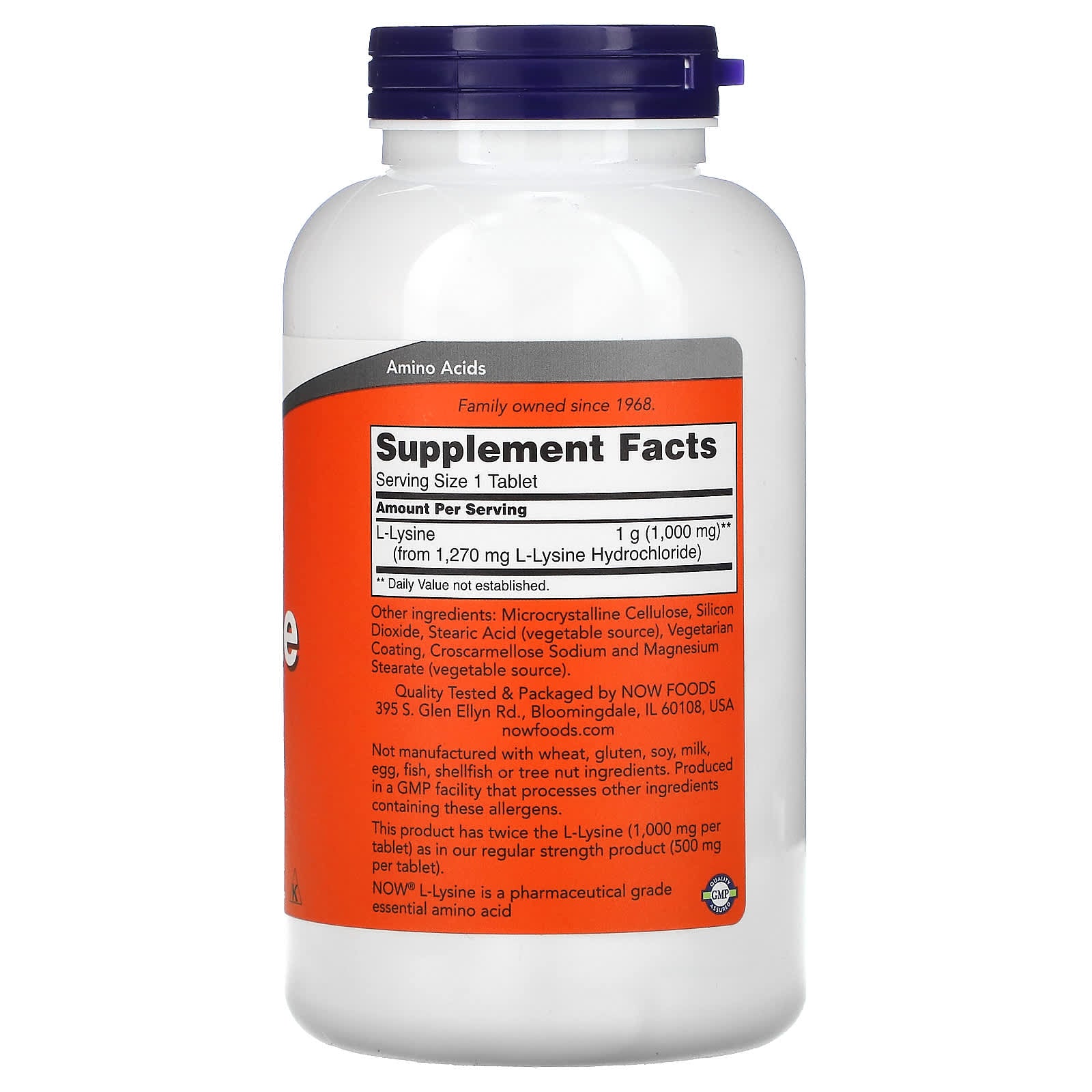 NOW Foods, L-Lysine, 1,000 mg, 250 Tablets - Image 2