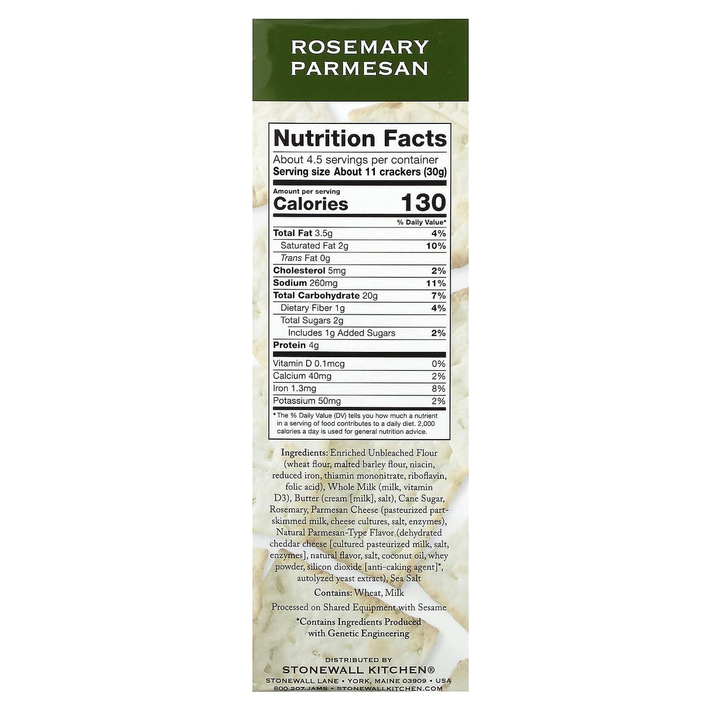 Stonewall Kitchen, Down East Crackers, Rosemary Parmesan, 5 oz (142 g) - Image 2