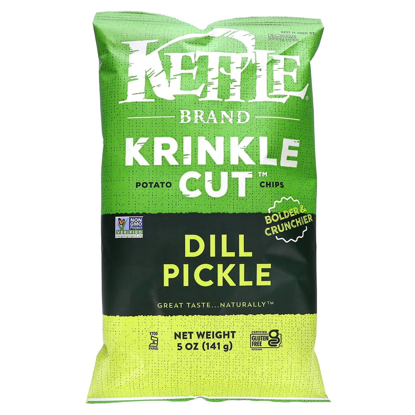Kettle Foods, Krinkle Cut Potato Chips, Dill Pickle, 5 oz (141 g) - Image 1