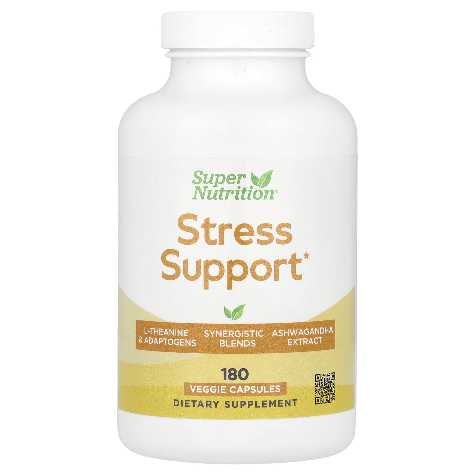 Stress Support Supplement with L-Theanine & Ashwagandha, 180 Veggie Capsules - Image 1