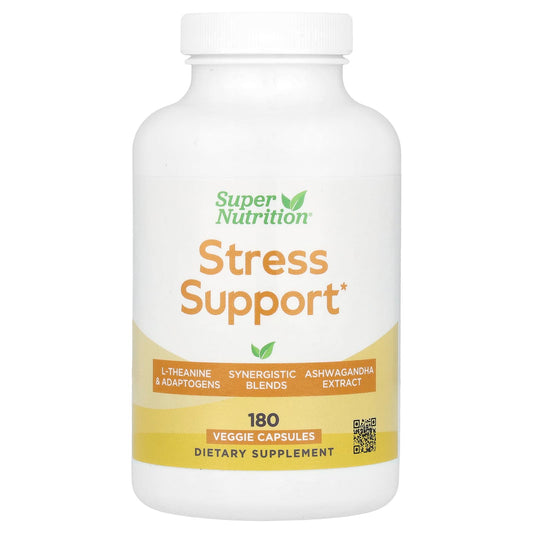 Stress Support Supplement with L-Theanine & Ashwagandha, 180 Veggie Capsules - Image 1
