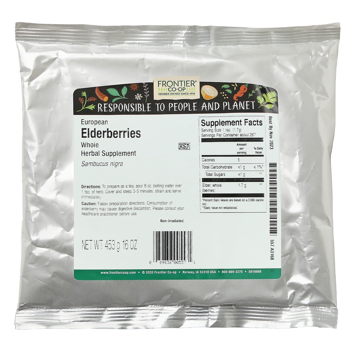 Frontier Co-op Whole European Elderberries 16 oz - Herbal Supplement - Image 2