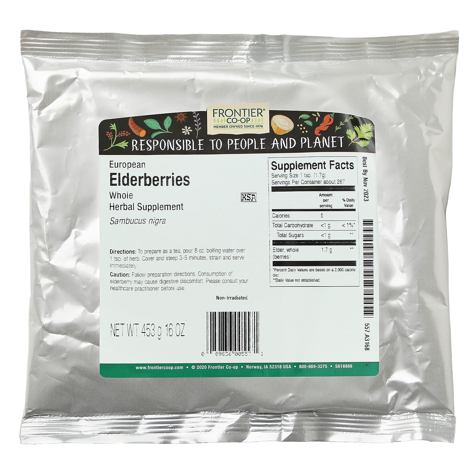 Frontier Co-op Whole European Elderberries 16 oz - Herbal Supplement - Image 2
