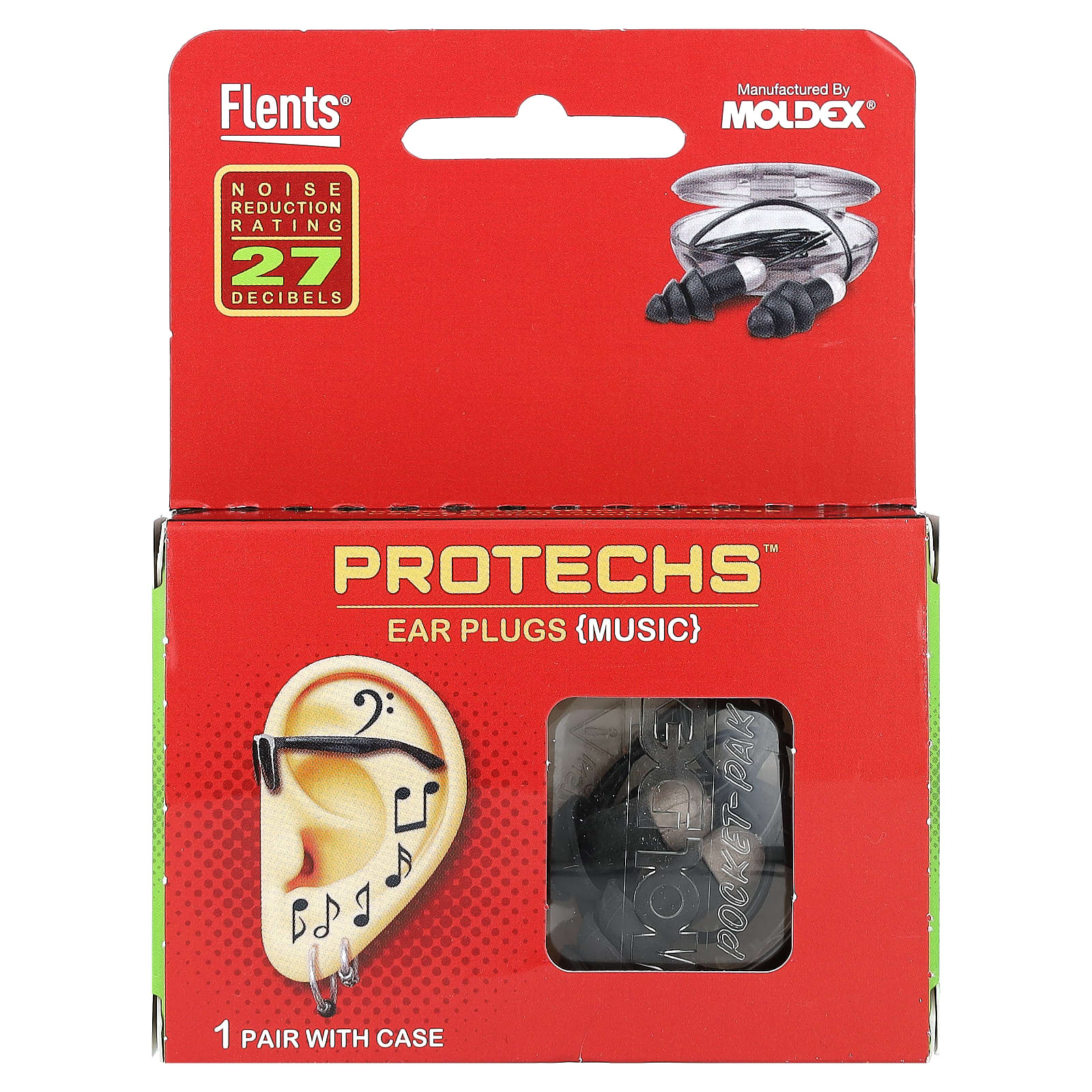 Flents EPAPROTECHS Ear Plugs for Noise Reduction - 1 Pair with Case - Image 1