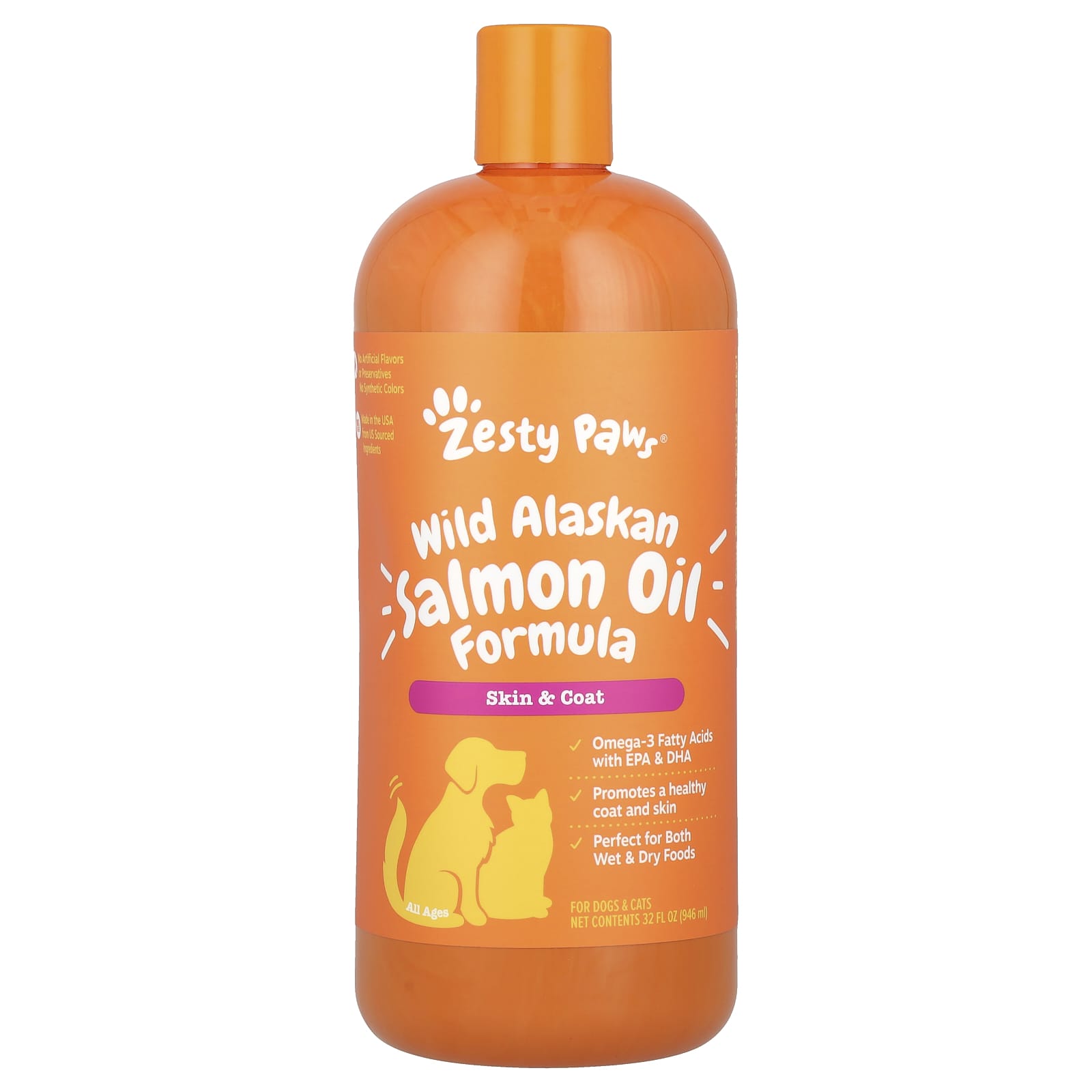 Zesty Paws, Wild Alaskan Salmon Oil Formula, For Dogs & Cats, All Ages, 32 fl oz (946 ml) - Image 1