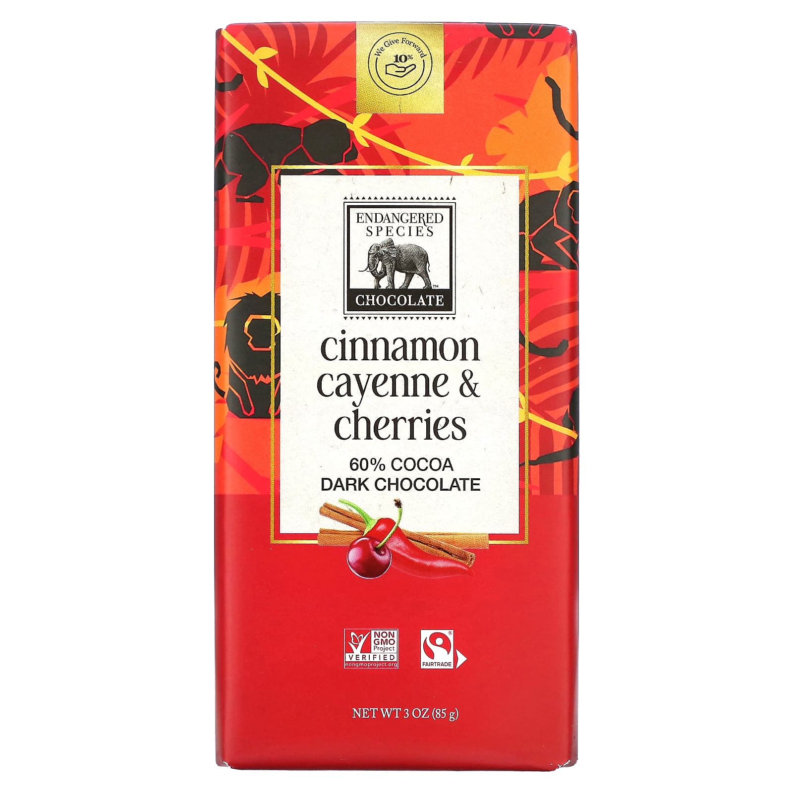 Dark Chocolate Bar with Cinnamon, Cayenne & Cherries | 60% Cocoa - Image 1