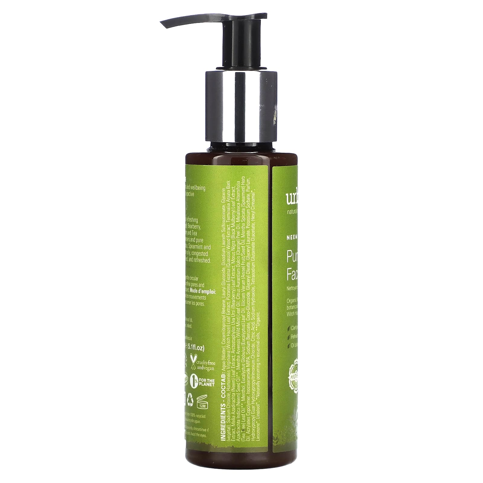 Urban Veda, Purifying Facial Wash, Neem + Tea Tree, 5.1 fl oz (150 ml) - Image 2