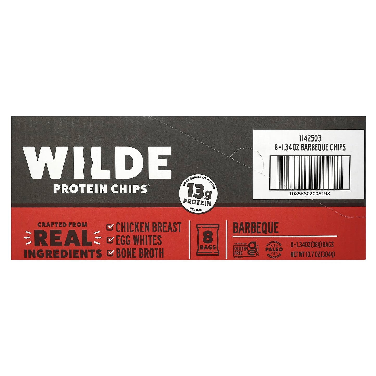 Wilde Brands, Protein Chips, Barbeque, 8 Bags, 1.34 oz (38 g) Each - Image 2