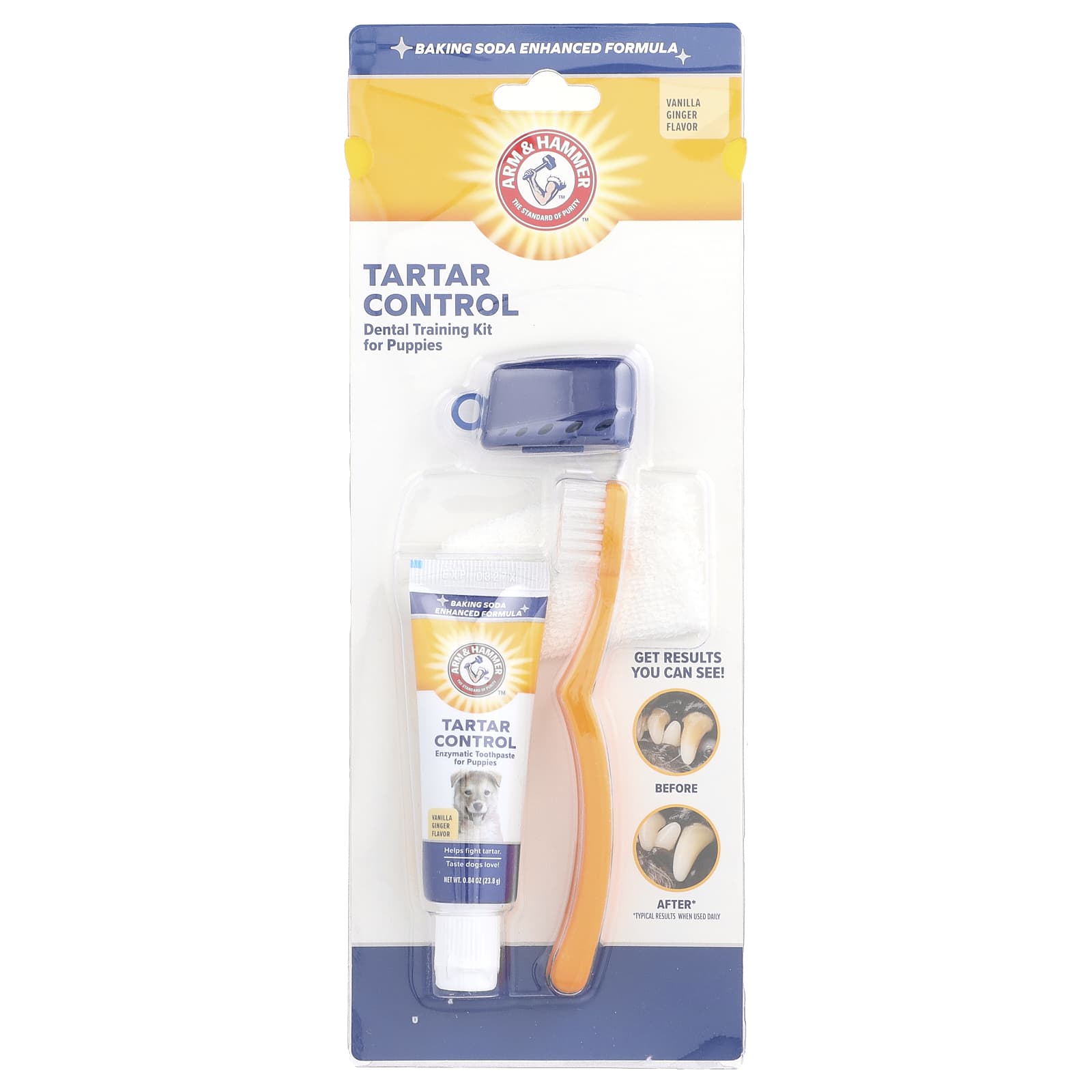 Arm & Hammer Tartar Control Pup Dental Kit - Vanilla Ginger, 4 Piece - Image 1