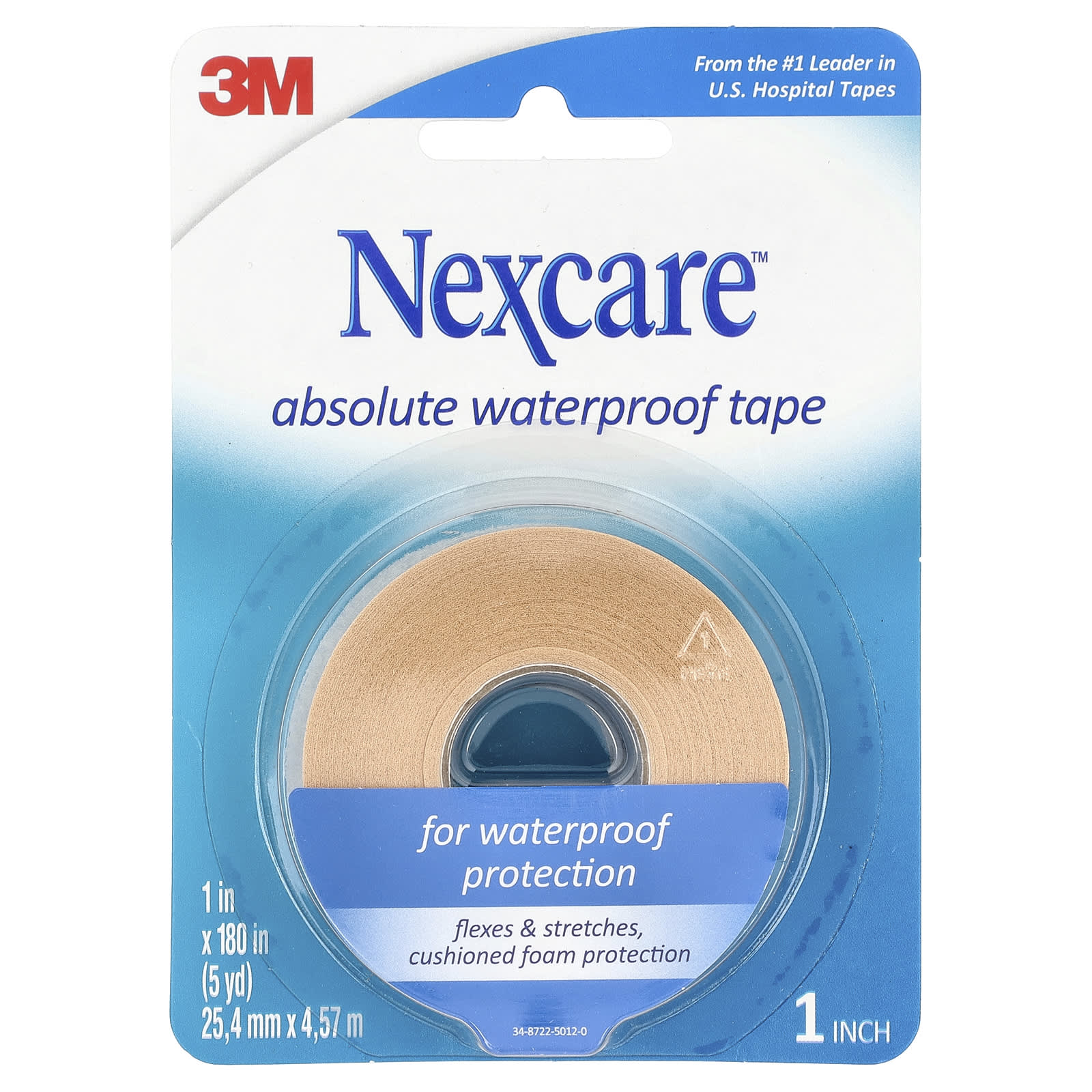 Nexcare, Absolute Waterproof Tape, Medium Hold, 180 in (5 yd) - Image 1