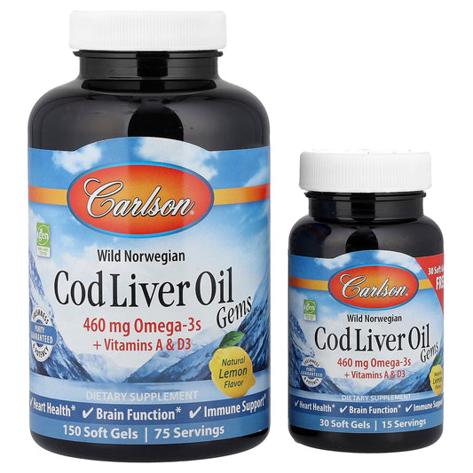 Carlson Wild Norwegian Cod Liver Oil Gems for Heart Health & Immune Support - Image 1
