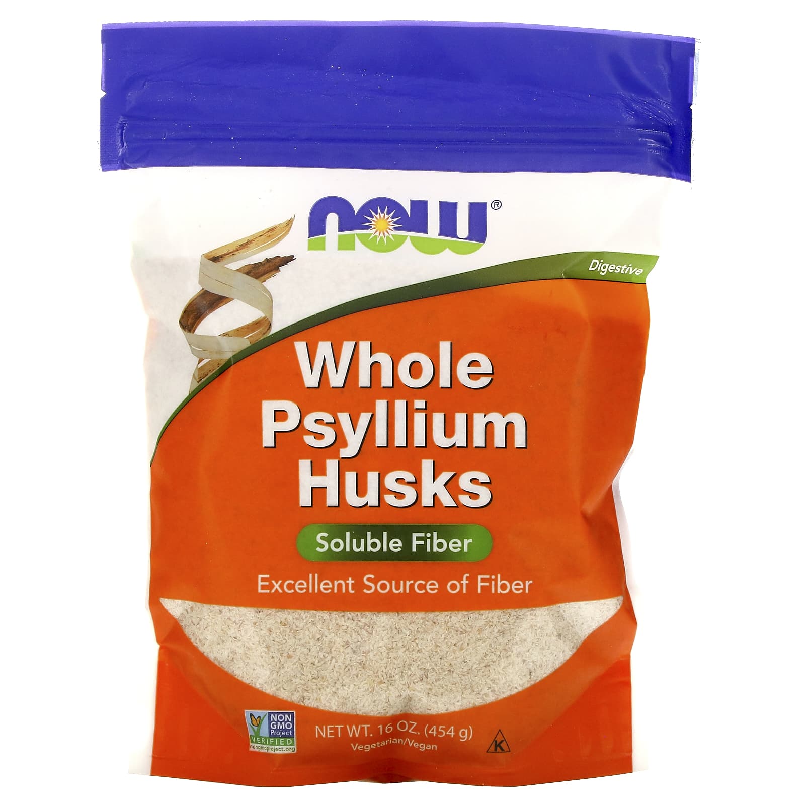 NOW Foods, Whole Psyllium Husks, 16 oz (454 g) - Image 1