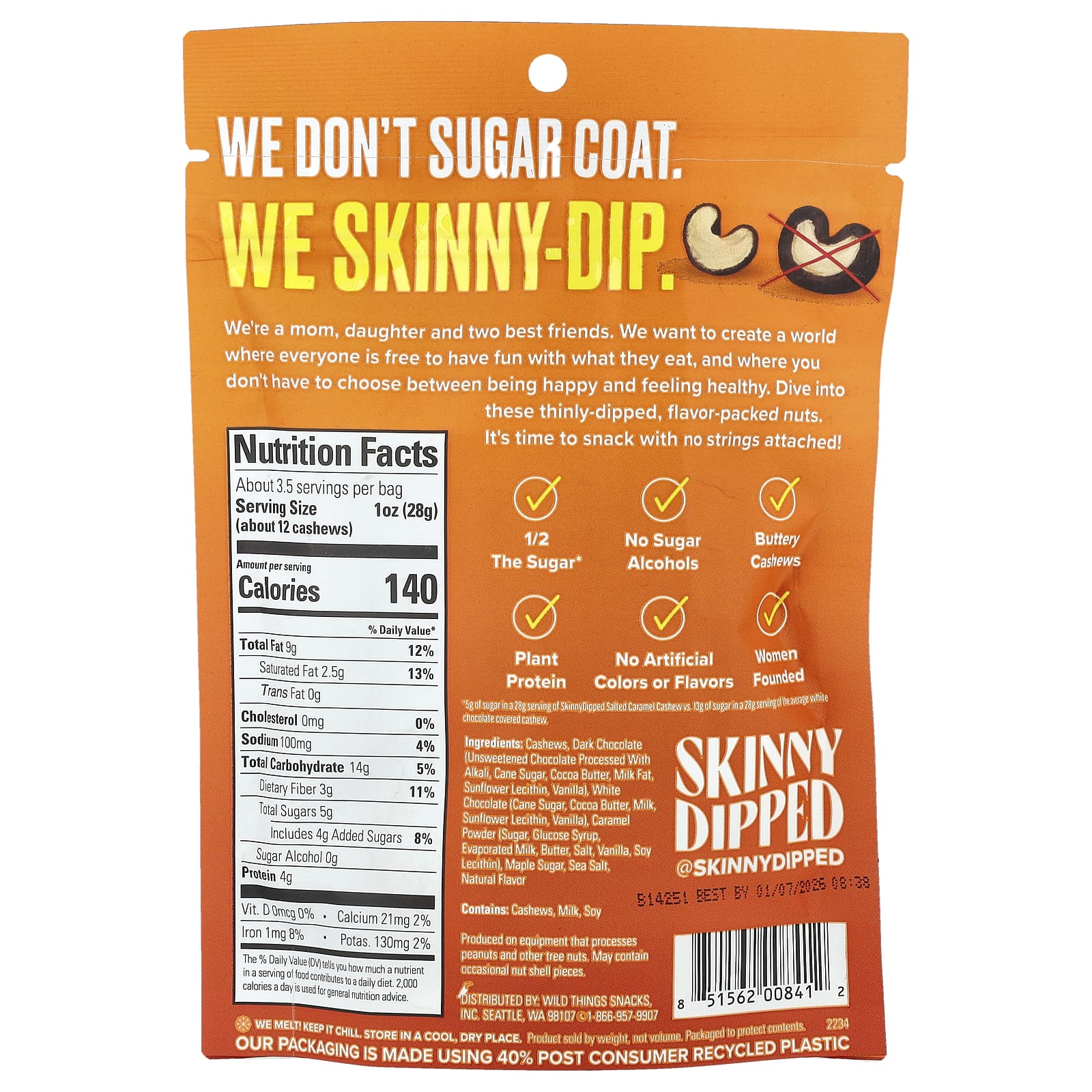 SkinnyDipped, Dark Chocolate Salted Caramel Cashews, 3.5 oz (99g)