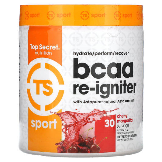 Top Secret Nutrition, Sport, BCAA Re-Igniter with Astapure Nautral Astaxanthin, Cherry Margarita, 9.91 oz (281 g) - Image 1
